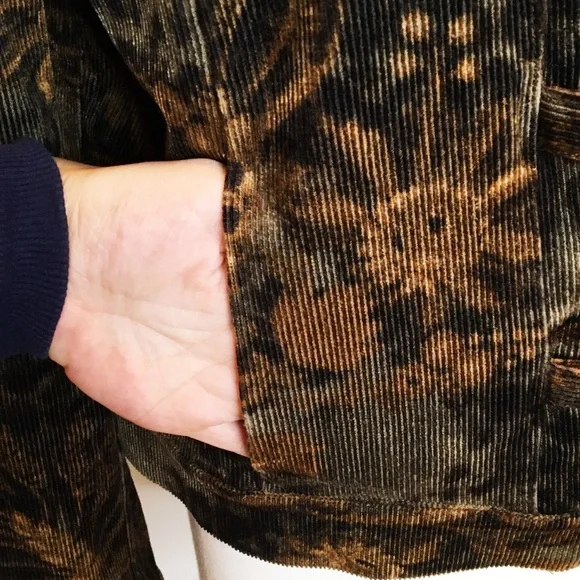 St John Coat Corduroy Size Large Moody Floral Fall Floral Grunge Goth Fairy - Picture 4 of 8